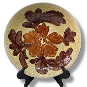 Corona Vintage 60's Oven Proof Hand-painted Underglaze Serving Bowl Japan 12.5"